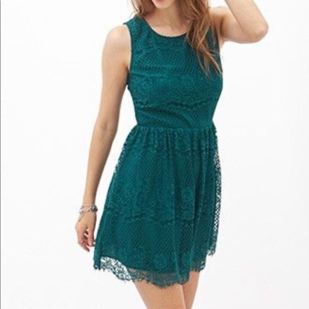 Forever 21 green lace dress with open back